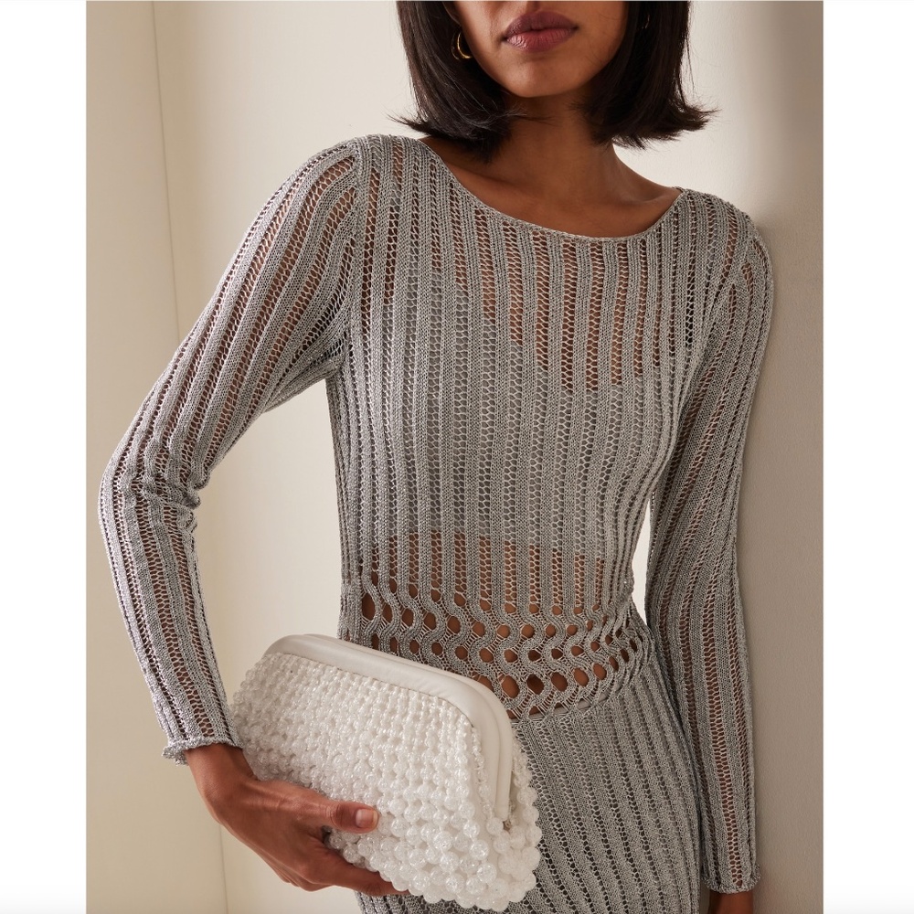 Cult Gaia Nia  beaded Leather clutch